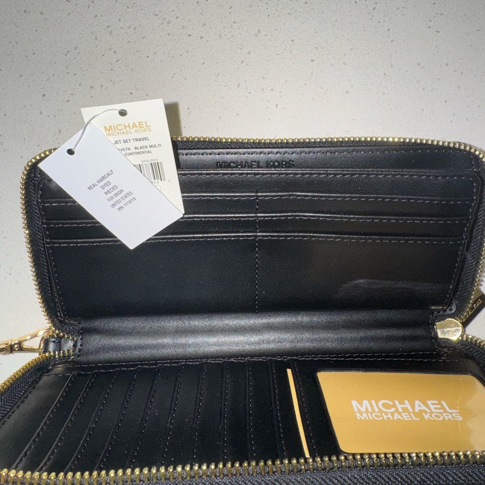 Michael Kors Leopard-Print Continental Wallet in Brown and Black and gold - Picture 3 of 6